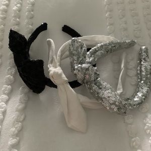 Bowband Headbands 3 Total 2 Sequin 1 White Cotton